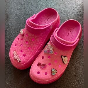 Barbie x Crocs Classic‎ Platform Clogs Pink Jibbitz W13 M11 Limited Edition